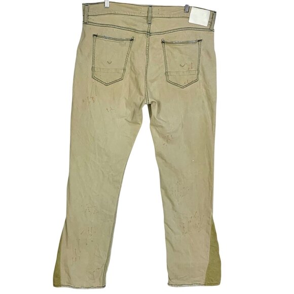 Hudson X Brandon Williams Don Flare Jeans 38 Hope Wash Beige Colorblock Panel - Picture 9 of 10